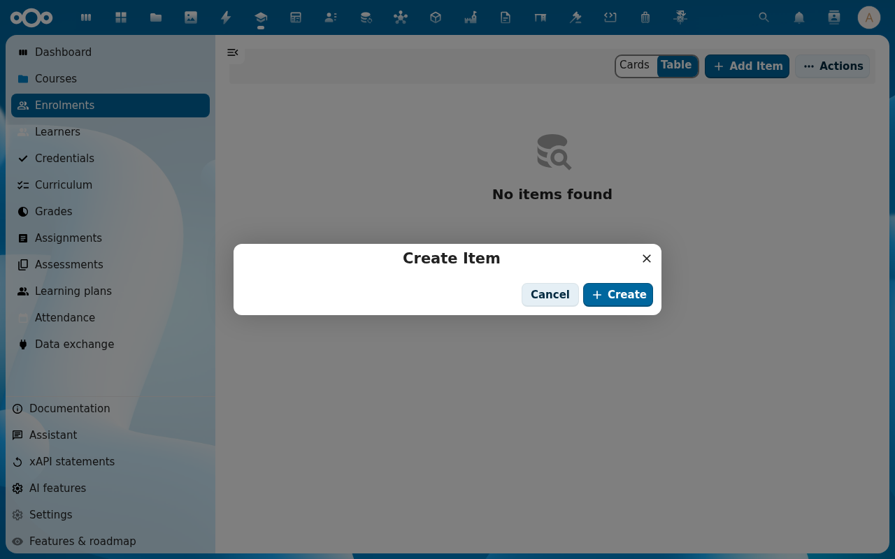 Add enrolment dialog