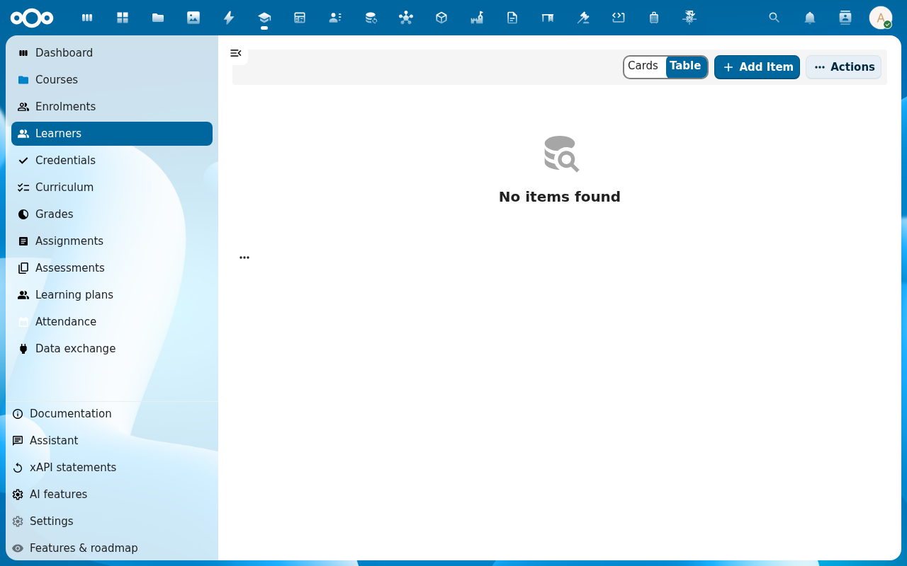 Learner grades tab
